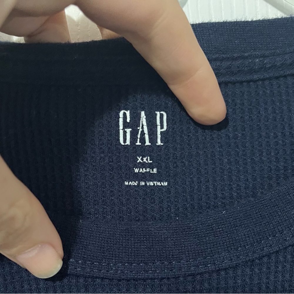 GAP size XXL men’s dark blue waffle knit top - Picture 3 of 7